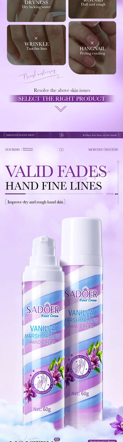 Fruit Marshmallow Hand Cream 60g – Tri-Color Nourishing Formula with Sweet Scent, Deeply Moisturizing Care for Dry Winter Hands