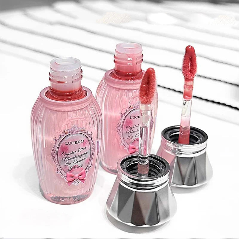 Lckgo Crystal Clear Moisture Lip Essence Gloss - Wrinkle Improvement Moisturizing Lip Balm, Mirror Gloss Lip Oil, Lipstick-Style Volume Lip Gloss