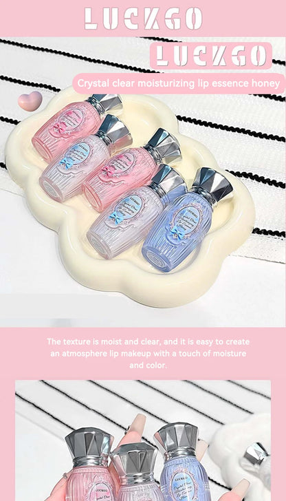 Lckgo Crystal Clear Moisture Lip Essence Gloss - Wrinkle Improvement Moisturizing Lip Balm, Mirror Gloss Lip Oil, Lipstick-Style Volume Lip Gloss