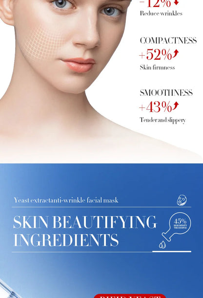 12 Pieces BIOAOUA Bifid Yeast Anti-wrinkle Facial Mask Hydrating Moisturizing Rejuvenation Mask Anti Age Skin Care Wholesale