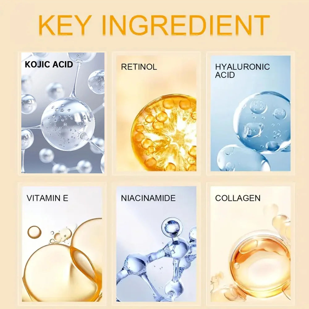 YOUNGCOME Kojic Acid Serum &Cream Bundle - Brightening Set for Dark Spots, Acne Scars, Anti-Aging Evens Skin Tone 2-in-1 Skincar