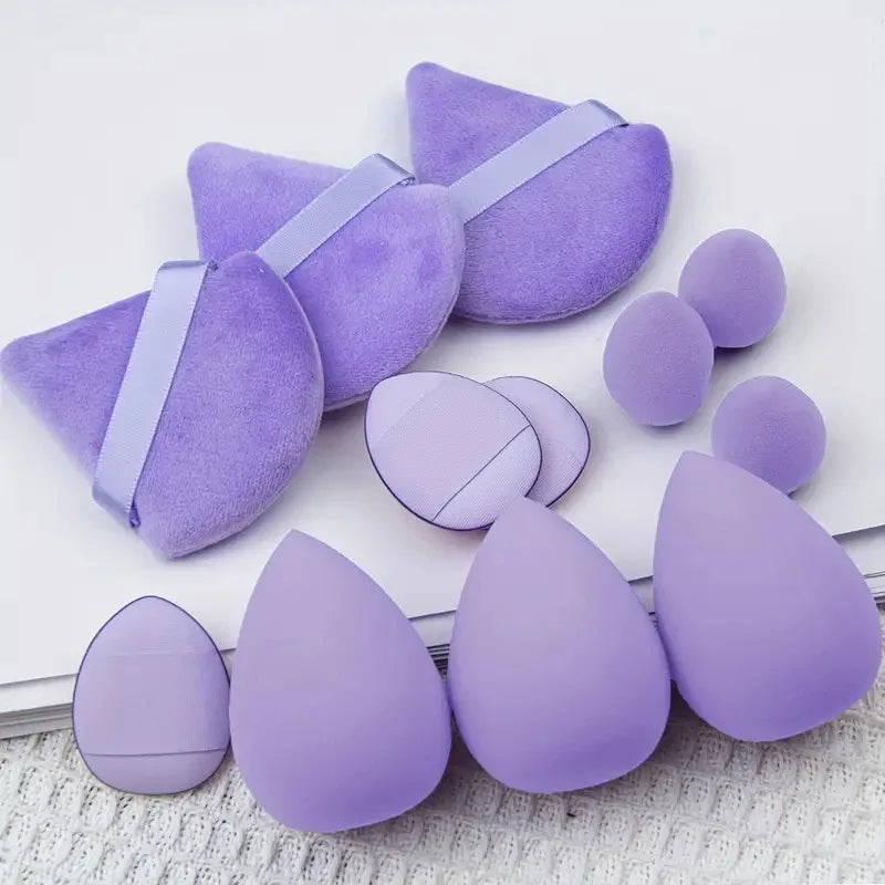 12 Pieces Powder Puff Face Triangle Makeup Sponge Soft Velour Puffs for Loose Powder Setting Powder Blender Foundation Sponge Be