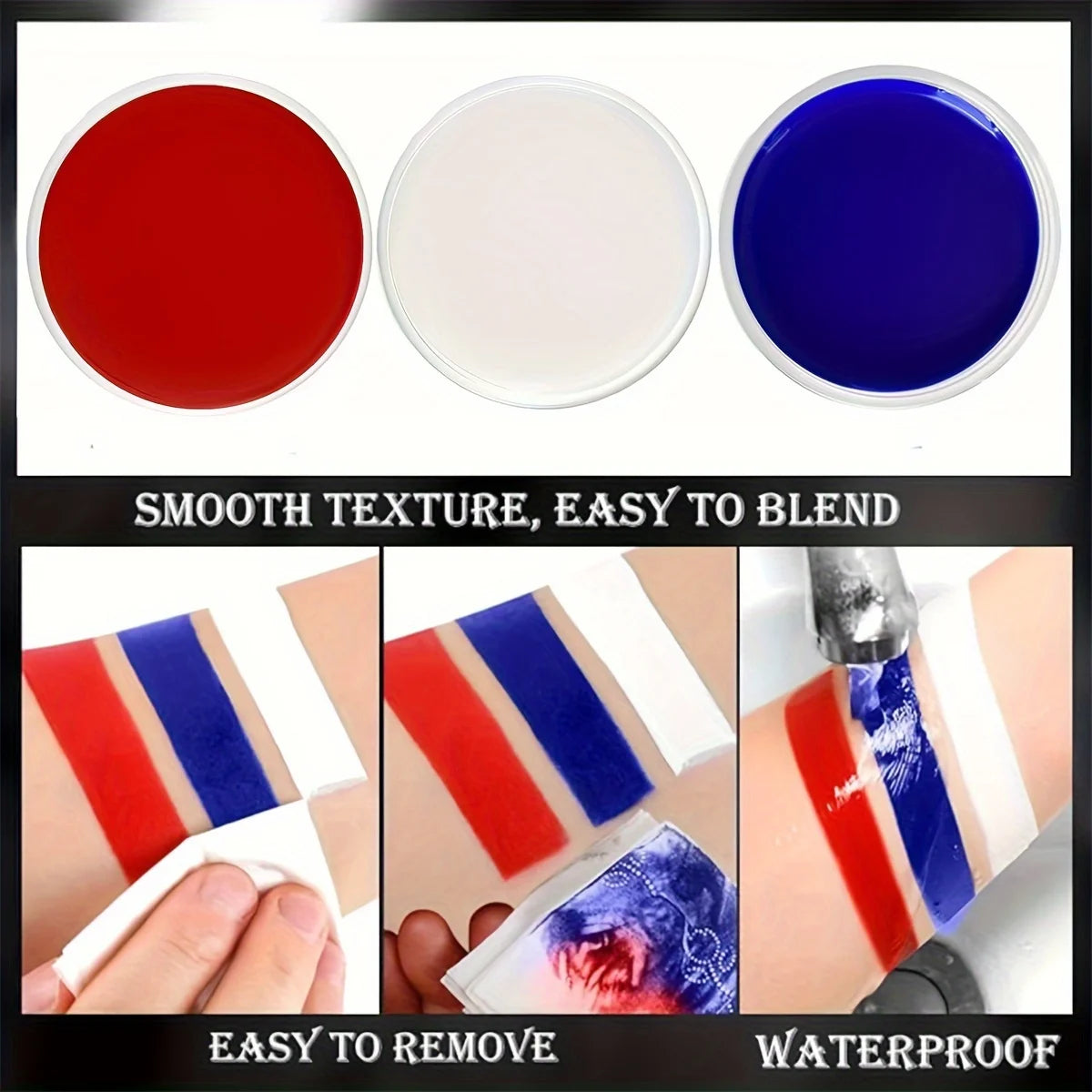 30g Professional Face Paint with 6 Brushes Body Paint Oil Face Painting Makeup Safe for Kids and Adults Split Color