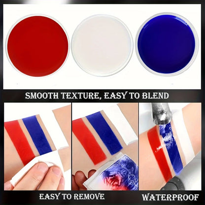 30g Professional Face Paint with 6 Brushes Body Paint Oil Face Painting Makeup Safe for Kids and Adults Split Color