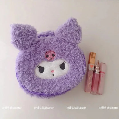 Large Capacity Cosmetics Storage Bag Kuromi My Melody Hello Kitty Cartoon Plush Bag Makeup Bag Travel Storage Bag Gifts Girl
