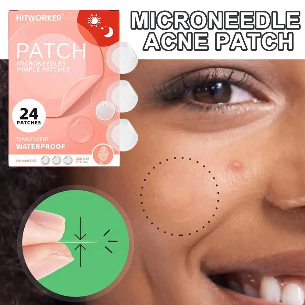 24PCS Microneedle Acne Patch Painlessly Penetrate Acne Patches Blemishes Pimples Covering Patch Daily Unisex Skincare Ultra-fine