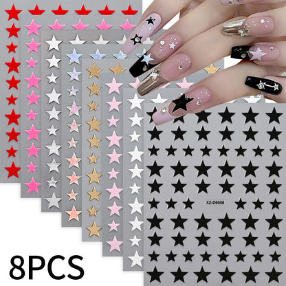 8pcs Valentine's Day Cute Little Love Heart Nail Art Stickers 3D 2mm Love Heart Nail Decal Adhesive for DIY Manicure Accessories