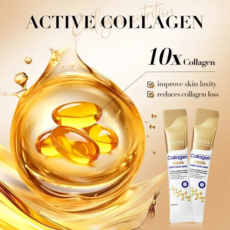 30 Pieces of Sadoer Collagen Sleeping Mask Facial Skin Care Moisturizing Brightening Firming Hydrating Mask Facial Skin Care