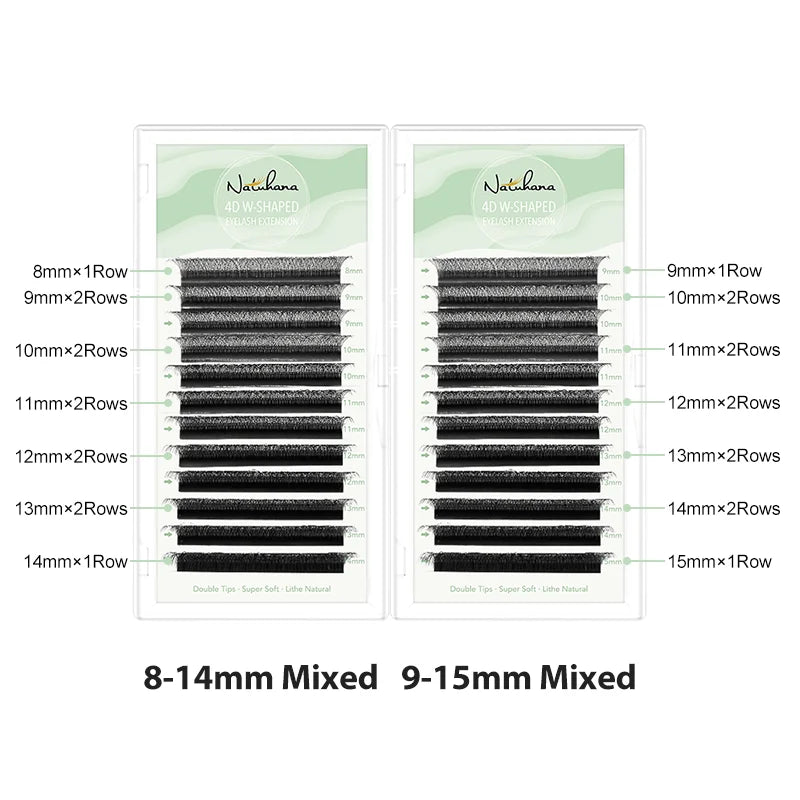 NATUHANA W-Shaped 4D 5D Premade Volume Fan Lashes 0.07mm Thin C-D Curl Natural Soft Individual False Eyelashes for Makeup