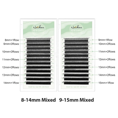 NATUHANA W-Shaped 4D 5D Premade Volume Fan Lashes 0.07mm Thin C-D Curl Natural Soft Individual False Eyelashes for Makeup