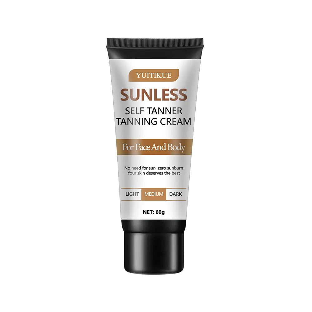 YUITIKUE Sunless Self Tanner Tanning Cream  Face & Body Use  Zero Sunburn  All Skin Types  Full Body Coverage 60g