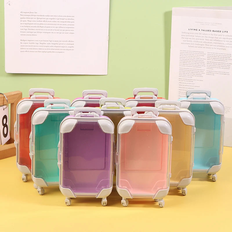 1Pc Simulation Mini Trolley Cases False Eyelashes Makeup Carrying Suitcase ABS Small Toiletry Box Women Travel Gift Box