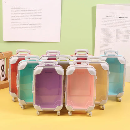 1Pc Simulation Mini Trolley Cases False Eyelashes Makeup Carrying Suitcase ABS Small Toiletry Box Women Travel Gift Box