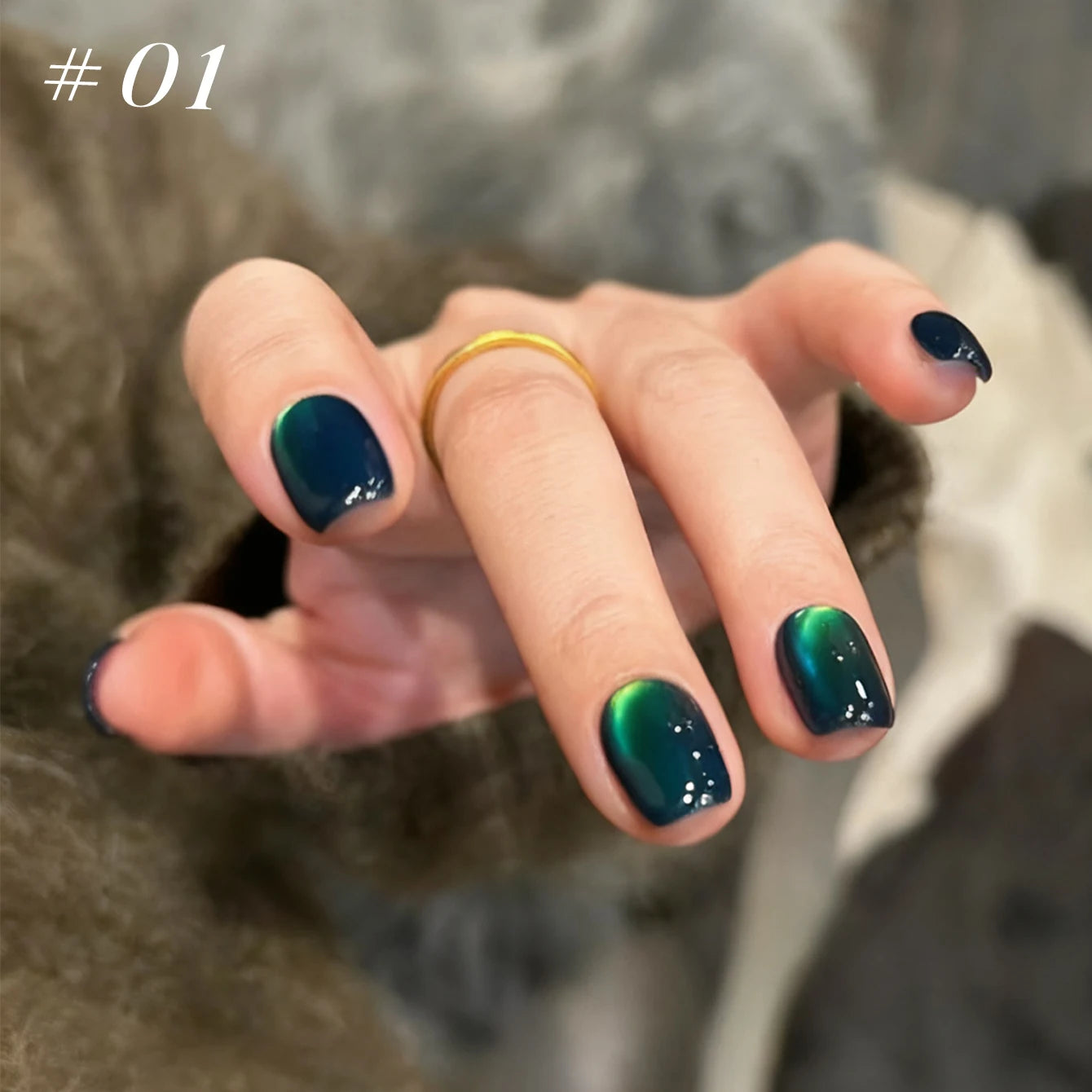 10ML 1-21PCS 2025 Autumn New Emerald Green Magnet Cat's Eye Gel Nail Polish Green Whitening Glass Bead Cat Eye Nail Polish