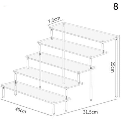 1-4 Tier Acrylic Display Stand Durable Display Rack For Cupcake Perfume Doll Transparent Trapezoidal Blind Box Storage Shelf