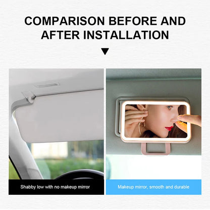 SEAMETAL Car Interior Mirrors Sun Visor Plate LED Makeup Mirror for Girls Women Rechargeable Fill Light Universal Vanity Mirror