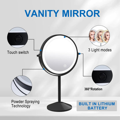 TUSHENGTU Charging Makeup Mirror With Light 10X Magnifying Double Mirrors For Makeup 360 Degrees Table Standing Cosmetic Mirror