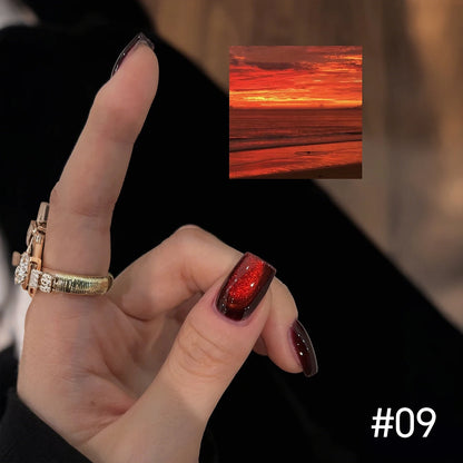 10ML 1-10PCS 2025 New Sunset Cat's Eye Nail Polish Series Amber Glass Beads Magnet Gel Nail Polish Nail Art Gold Brown Nails