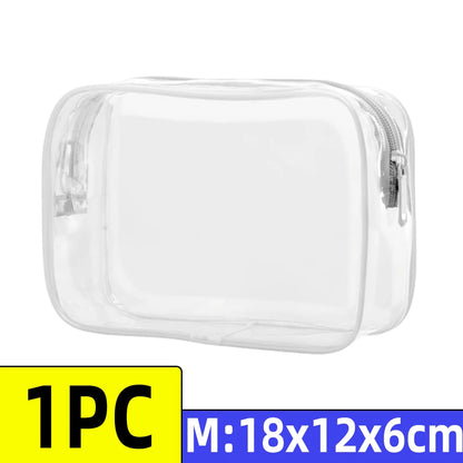Travel Organizer Bath Toiletry Wash Storage Bag Case White Transparent Zipper Makeup Bags  Clear Pouch Women's Cosmetic Bag