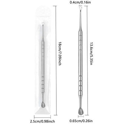 Stainless Steel Double-Ended Nail Care Tool Cuticle Pusher Remover Manicure Cleaner Circle & Horseshoe Header
