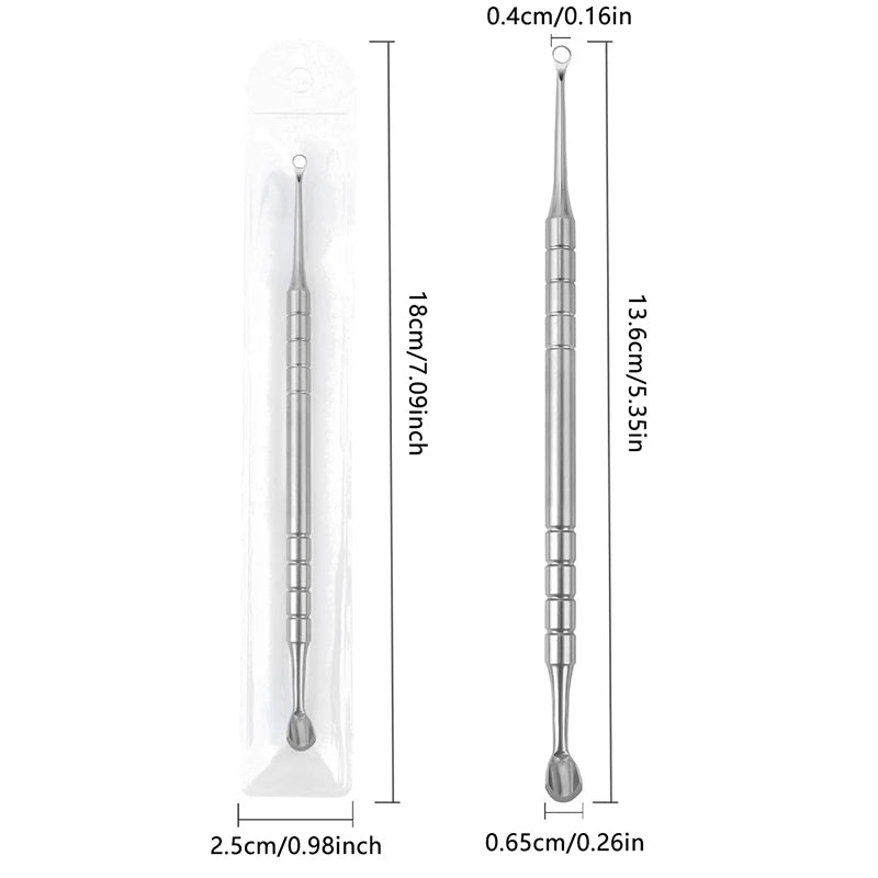 Stainless Steel Double-Ended Nail Care Tool Cuticle Pusher Remover Manicure Cleaner Circle & Horseshoe Header