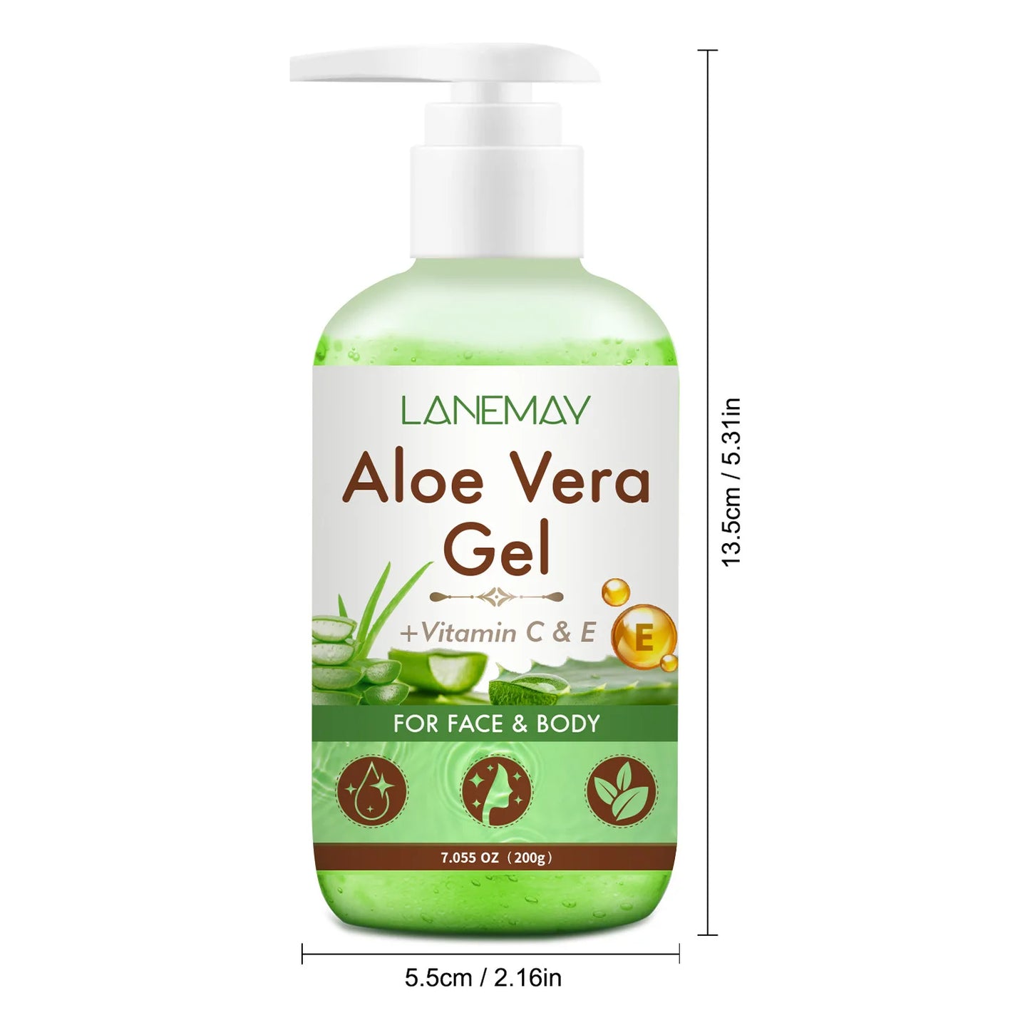 Vitamin C and E Aloe Vera Gel For Face & Body Hydrating Moisturizing Repairing Sunburn Relief Acne Care For Sensitive Skin 200g