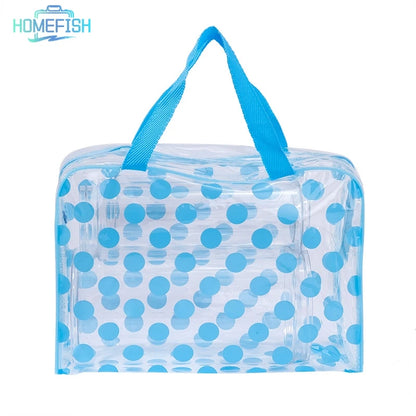 HOMEFISH Transparent polka dot women's makeup bag Waterproof PVC Cosmetic Bag Portable Women Storage Bag Toiletries Wash Bag