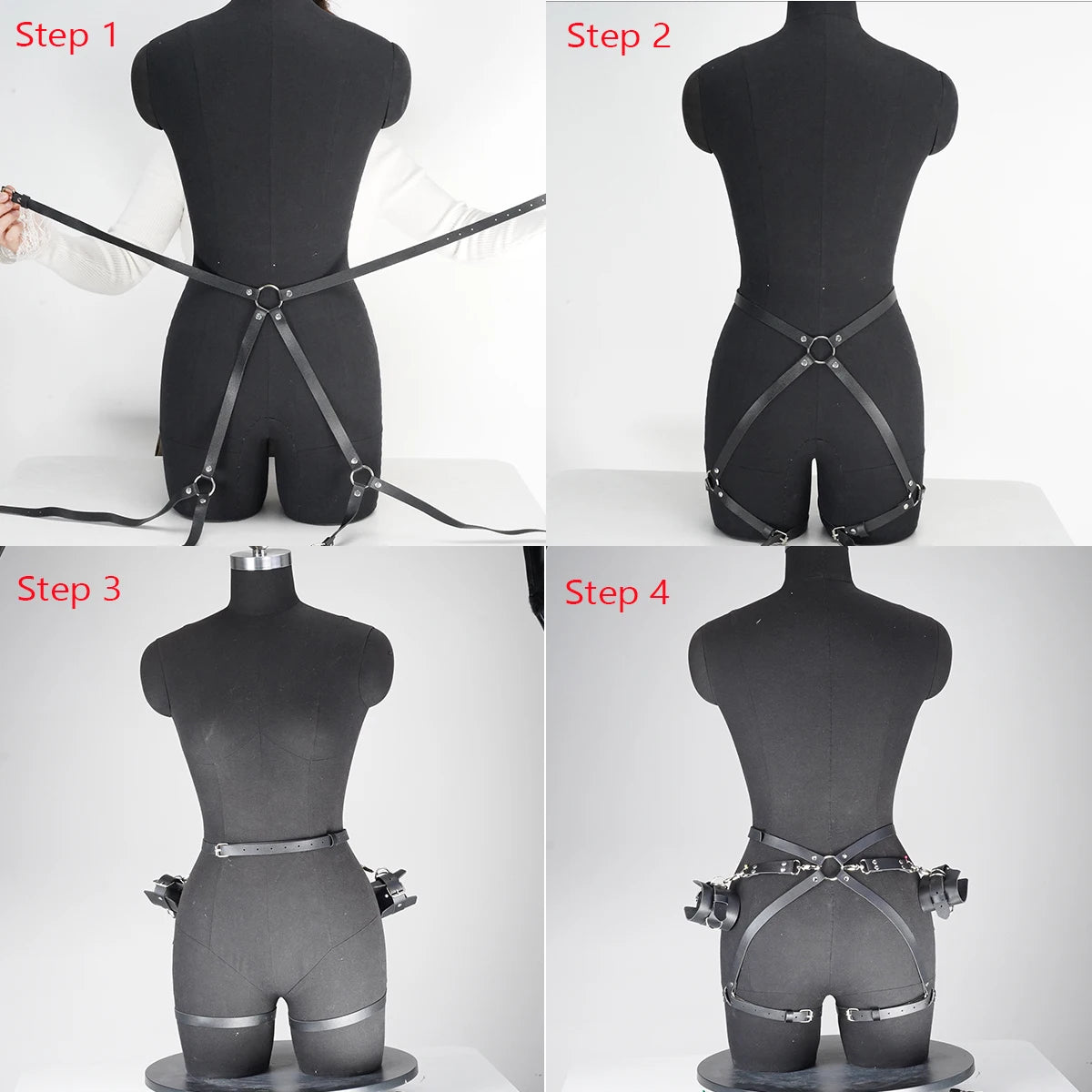 Ladies' punk style bondage art adjustable circular cuffs&thigh straps, essential for intimate role-playing