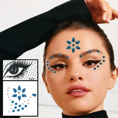 Red Heart Face Jewelry Temporary Tattoos Eye Forehead Diamonds Jewels Makeup Sticker Sparkle Water Drop Gems Nail Art Festival