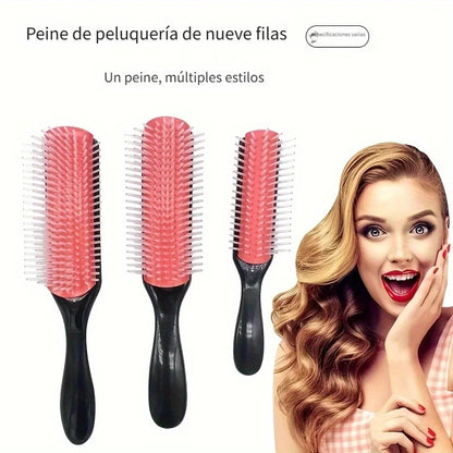 WANMEI, 1 Uds., cepillo de pelo de masaje para desenredar de 9 filas para pelo liso y rizado, peine extraíble, herramienta de pe