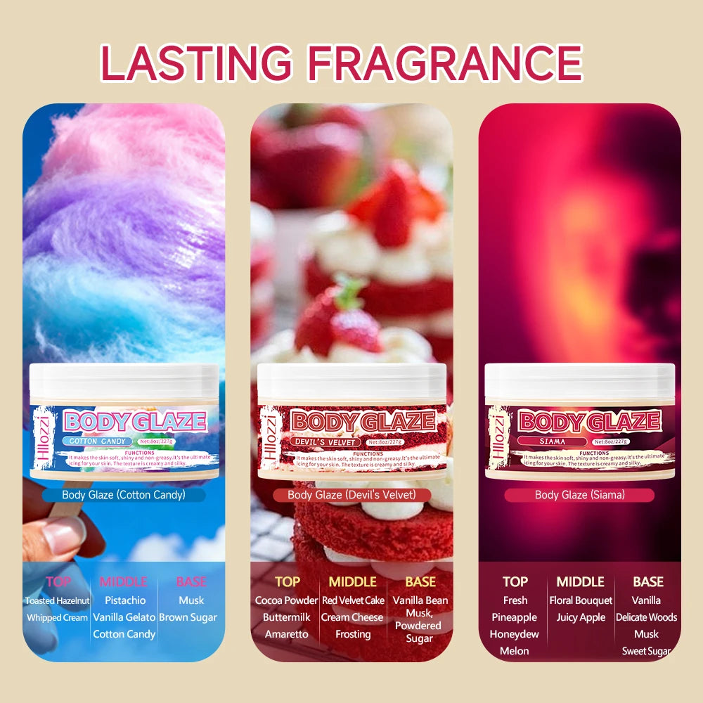 The Dreamy Body Glaze series offers body care, moisturizing, long-lasting fragrance, and a smooth, silky finish.