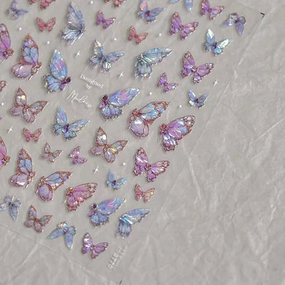 5D Relief Glitter Butterfly Nail Stickers DIY Aurora Nail Art Decorations Manicure Decals Makeup Stickers