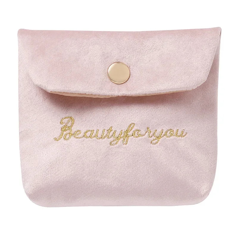 Embroidered Letter Tampon Storage Bag Sanitary Pad Pouch Girls Cosmetic Bags Makeup Lipstick Key Earphone Data Cables Organizer