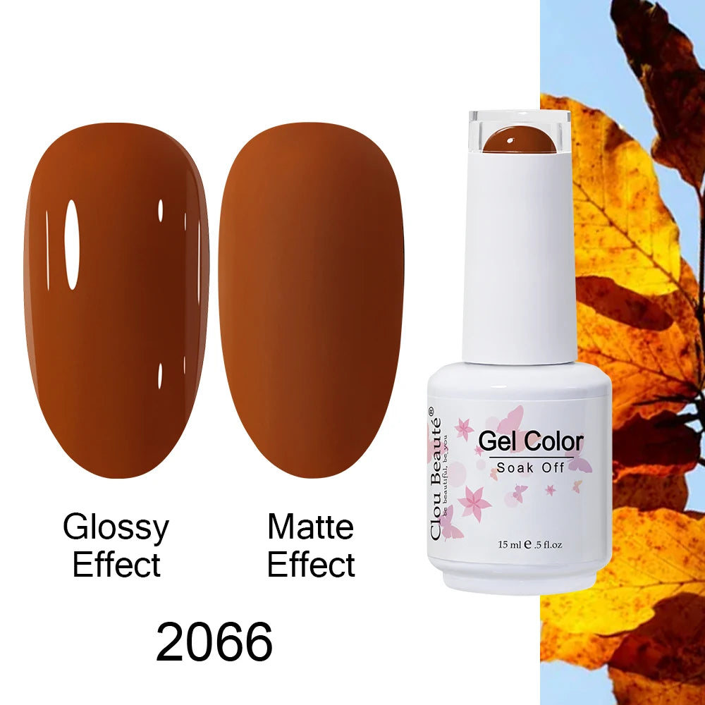 Clou Beaute 15ml Nail Gel Polish Warm Color Dark Red Brown Semi Permanent Nail Art Manicure Soak Off LED UV Varnishes Lacquer