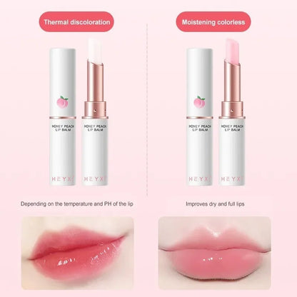 Honey Peach Lip Balm Color Change Lipstick Lips Plumper Moisturizing Hydrating Nourishing Lips Skin Care