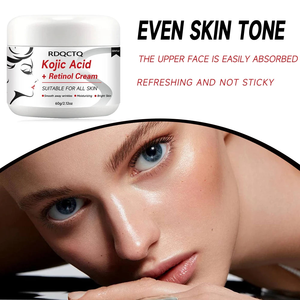 Kojic Acid & Retinol Face Cream: Gentle Hydration for Smooth, Radiant Skin – Daily Moisturizer for All Skin Types 30/60g