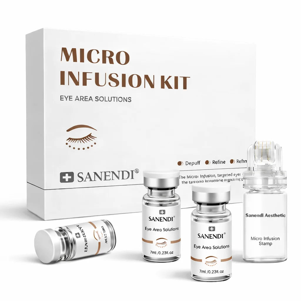 3 in 1 Micro-Infusion System for Eye & Face 0.05mm Stamp Hyaluronic Acid & Collagen Peptide Serum Firmer Home Skin Care 1Month