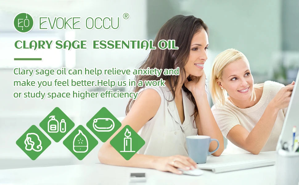EVOKE OCCU Clary Sage Essential Oils, 118ML/4 Fl.Oz. Premium Plant Oil for Diffuser Humidifier DIY Candle Soap Making Massage