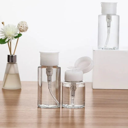 1pc Refillable Bottles Push-type Bottling   Empty Pump Dispenser Bottle for Nail Polish and Makeup Remover Bottle Packaging