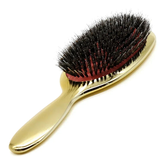Premium Gold And Silver Boar Bristle Hair Brush Oval Paddle Anti Static Massage Comb For Hair Growth And Styling