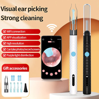 Smart Visual Ear Camera Set HD 1080P with WiFi Ear Pick Endoscope Ear Cleaner with Tweezers Ear Wax Removal Tool Ear Spoon Case