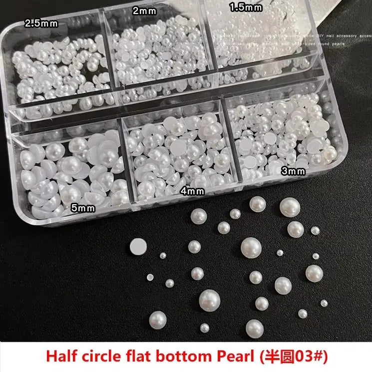 Gun Black Square Rivet Metal Round Ball Cone Alloy Fork Spoon Punk Stars Bowknot Pearl Nail Art Accessories Decorations Manicure