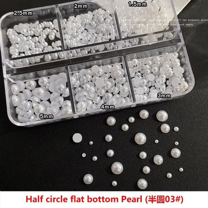 Gun Black Square Rivet Metal Round Ball Cone Alloy Fork Spoon Punk Stars Bowknot Pearl Nail Art Accessories Decorations Manicure
