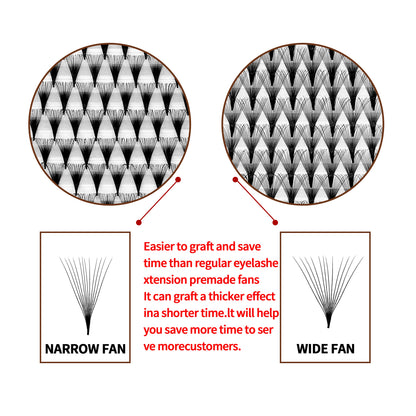 ABONNIE 500 Premade Narrow Fans Bouquet Eyelashes 8D-20D Pointy Base Mid Stem Promade Loose Fans Eyelash