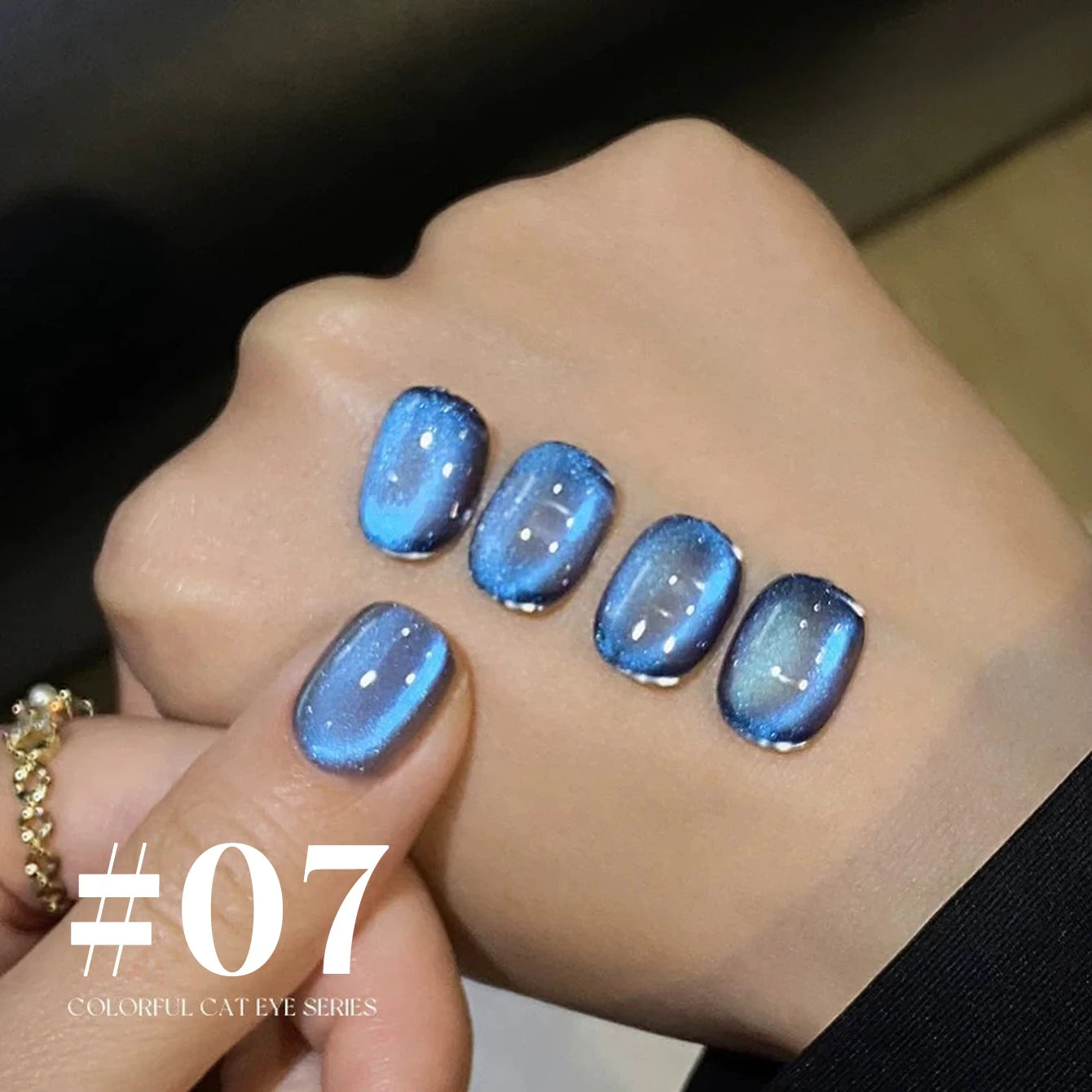 12ML 1-6PCS Blue Glass Bead Island Magnetic Moonlight Cat Eye Gel Nail Polish 2025 New Style Popular Gel Polish Nail Supplies