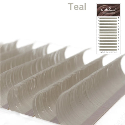 NATUHANA Caramel Colored Lashes Extension Individual Faux Mink Colour False Eyelashes Brown Teal Mocha Lashes For Makeup Tools