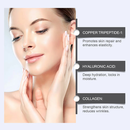 OUHOE Blue Copper Peptide Facial Serum Deep Moisturizing Lock in Water Making Skin Softer Restore Radiant for Daily Skin Care