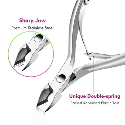 Stainless Steel Dual-Purpose Cuticle Nippers with Nail Pusher for Cuticle Removal And Trimming for Fingernails & Toenails