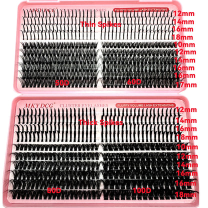 60D-100D Cluster Eyelash Extensions with Lash Spikes Lash Clusters Wispy Eyelashes Clusters Fluffier Individual Lashes Clusters