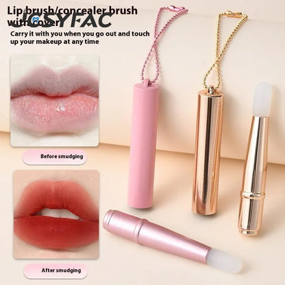 Mini Silicone Lip Brush Concealer Brush With Cover Chain Lip Mask Applicator Lip Gloss Brush Lipstick Brush Makeup Beauty Tool